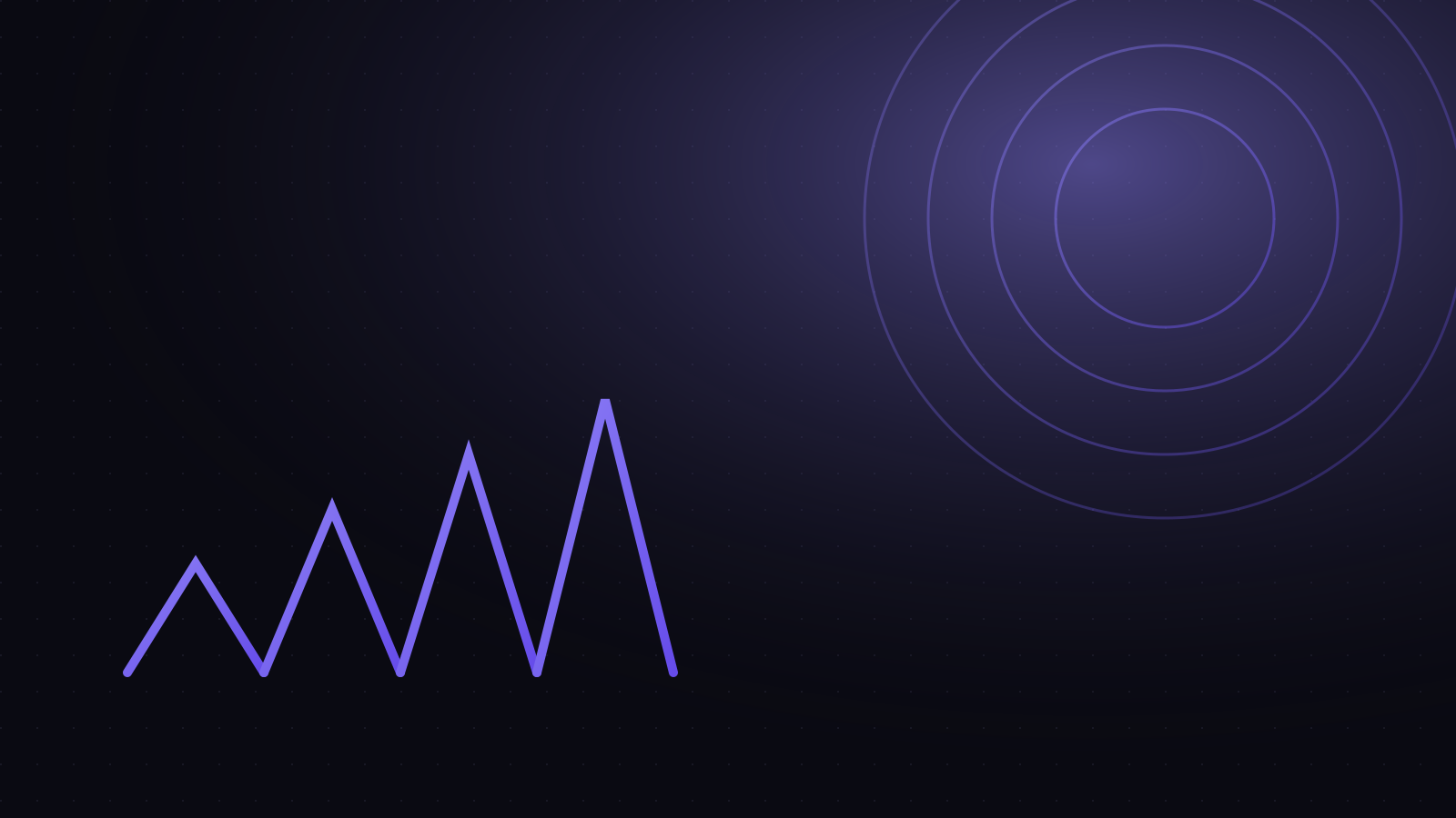 Abstract illustration: layered arcs in violet representing a rebuilt website architecture.
